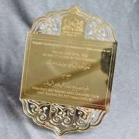 Gold Mirror Acrylic Invitation Card Engraved Text Modern Invitation Card 